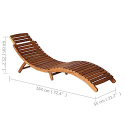 vidaXL Chaise longue avec table Bois d'acacia massif Marron pas cher