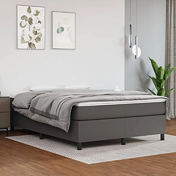 Maison Chic Lit Adulte - Lit simple Lit à sommier tapissier avec matelas moelleux - Meuble de Chambre - Gris 140x190 cm Similicuir -MN87223