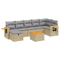 vidaXL Salon de jardin avec coussins 8pcs mélange beige résine tressée