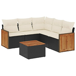 vidaXL Salon de jardin 6 pcs avec coussins noir résine tressée