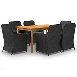 Maison Chic Ensemble de salle à manger de jardin 7 pcs,Table et chaises d'extérieur Noir -GKD323139