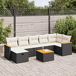 vidaXL Salon de jardin 8 pcs avec coussins noir résine tressée