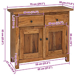 vidaXL Buffet bois d'acajou massif 75x30x65 cm pas cher