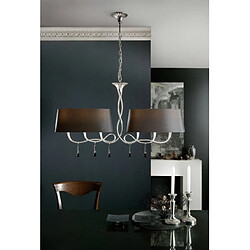 Luminaire Center Suspension Paola 2 Arm 6 Ampoules E14, argent peint avec Abat jour noirs & goutelettes en verre noir