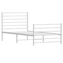 Maison Chic Lit adulte - Lit simple Cadre de lit métal avec tête de lit/pied de lit,Structure du lit Contemporain pour chambre blanc 100x190cm -MN12854 pas cher