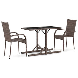 Salle à manger de jardin 3 pcs,Table et chaise à dîner Marron -MN47104