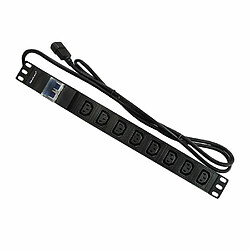 Multiprise anti-surtension Qoltec CB pour armoire RACK 19" , 1U , 10A , PDU , 8xIEC C13 , 2m