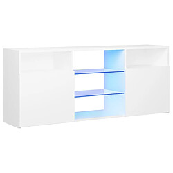 Maison Chic Meubles TV avec lumières LED - Banc TV pour salon blanc 120x30x50 cm -MN70054