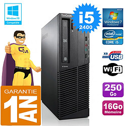 PC Lenovo M92p SFF Core I5-2400 Ram 16Go Disque 250 Go Graveur DVD Wifi W7 - Occasion