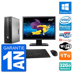 PC HP 800 G2 SFF Ecran 22" Intel G4400 RAM 32Go Disque 1To Windows 10 Wifi - Occasion