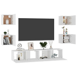 Avis Maison Chic Ensemble de meubles TV 6 pcs | Banc TV Moderne pour salon | Meuble de Rangement - Blanc Aggloméré -MN36690