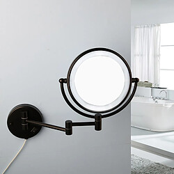 Universal Miroir de maquillage noir mat LED mur extension pliant pliant 2 face miroir de lumière LED 3x miroir de baignoire agrandi |