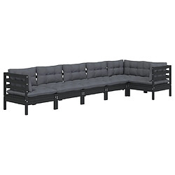 Avis Maison Chic Salon de jardin 6 pcs + coussins - Mobilier/Meubles de jardin - Table et chaises d'extérieur Noir Bois de pin -MN96299