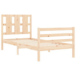 Maison Chic Lit adulte - Cadre de lit et tête de lit,Structure du lit Contemporain pour chambre 100x200 cm bois massif -MN20236 pas cher