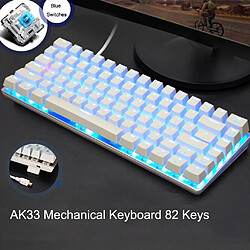 Avis Universal AK33 clavier mécanique 82 clés clavier anti-fantôme interrupteur bleu/noir PC gamer PC portable rétroéclairé USB câblé expédition directe | clavier (interrupteur bleu)