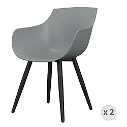 Moloo YANICE-Chaise Coque Gris et pieds métal noir (x2) 