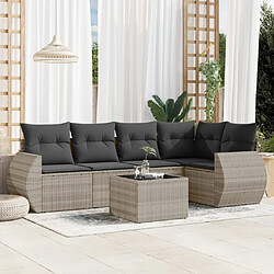 vidaXL Salon de jardin 6 pcs avec coussins gris clair résine tressée