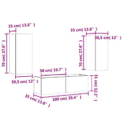 vidaXL Meuble TV muraux 3 pcs avec lumières LED noir pas cher
