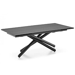 Inside 75 Table repas extensible 12 couverts DUEL 300cm pieds métal noir plateau céramique gris