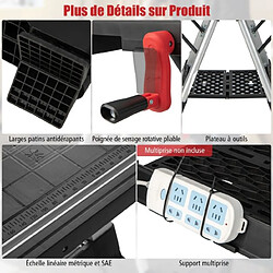 Helloshop26 Établi pliable avec plate-forme 2 en 1 et 2 hauteurs réglables support de scie garage cadre en alu avec système de serrage et pinces charge 200 kg noir + rouge 20_0005346 pas cher