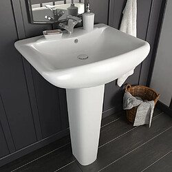 vidaXL Lavabo autoportant avec socle Céramique Blanc 580x470x200 mm