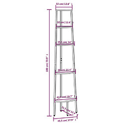 vidaXL Étagère d'angle 5 niveaux Marron foncé et noir 45,5x31,5x180 cm pas cher