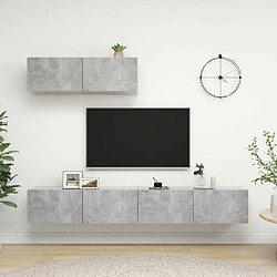 Maison Chic Meubles TV 3 pcs | Banc TV Moderne pour salon | Meuble de Rangement Gris béton Aggloméré -MN94863