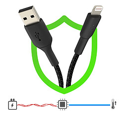 Acheter Câble USB vers Lightning MFi 18W Nylon Tressé 2m Charge et Synchro Belkin noir