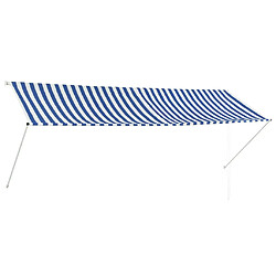 vidaXL Auvent rétractable 350x150 cm Bleu et blanc