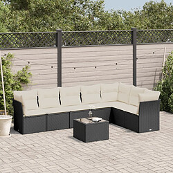 Maison Chic Ensemble Tables et chaises d'extérieur 8 pcs avec coussins,Salon de jardin noir résine tressée -GKD652634