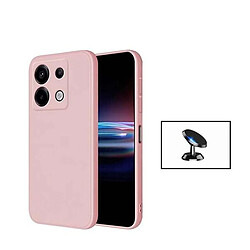 NIS Kit Support Magnétique + Couverture En Silicone Liquide Redmi Note 13 Pro 4G - Rose