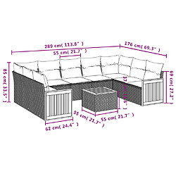 Avis Maison Chic Salon de jardin 10 pcs avec coussins, Ensemble Tables et chaises d'extérieur noir résine tressée -GKD178159