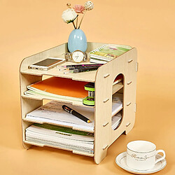 Avis Wewoo Creative Home Office Desktop Organiseur de fichiers à 4 couches Plateau à lettres en bois avec étagère à documents à plusieurs étages Chêne