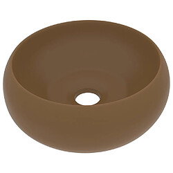 vidaXL Lavabo rond de luxe Crème mat 40x15 cm Céramique