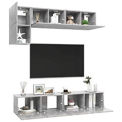 Avis Maison Chic Ensemble de meubles TV 5 pcs | Banc TV Moderne pour salon | Meuble de Rangement - Gris béton Aggloméré -MN71188