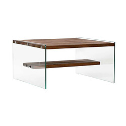 Hanah Home Table basse en verre et bois brut Aqua.