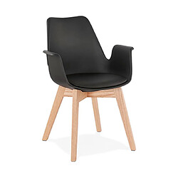 Mes Fauteuil design 50x58,5x82 cm noir et pieds naturels - SHAFT