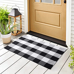 Tapis Tissé en Coton Lavable 60x90cm Noir et Blanc