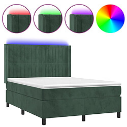 vidaXL Sommier à lattes de lit matelas et LED Vert foncé 140x190 cm