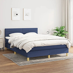 Maison Chic Lit Adulte - Lit simple Lit à sommier tapissier avec matelas moelleux - Meuble de Chambre - Bleu 140x190 cm Tissu -MN95773