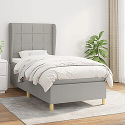 Maison Chic Lit Adulte - Lit simple Lit à sommier tapissier avec matelas moelleux - Meuble de Chambre - Gris clair 90x200 cm Tissu -MN77773