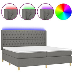 Sommier à lattes et matelas LED,Cadre à lattes de lit pour Adulte Gris foncé 200x200 cm Tissu -MN14018