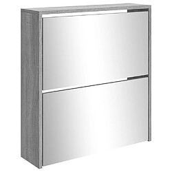 Avis vidaXL Armoire à chaussures miroir 2 niveaux Sonoma gris 63x17x67 cm