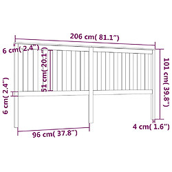 vidaXL Tête de lit Noir 206x6x101 cm Bois massif de pin pas cher