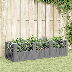 vidaXL Jardinière avec piquets gris clair 123,5x43,5x43,5 cm PP