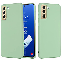 Coque en silicone Liquide de couleur unie avec sangle souple vert pour votre Samsung Galaxy S21 FE