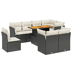 Maison Chic Ensemble Tables et chaises d'extérieur 9 pcs avec coussins,Salon de jardin noir résine tressée -GKD217162