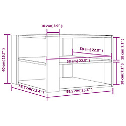 vidaXL Table basse chêne sonoma 59,5x59,5x40 cm bois d'ingénierie pas cher