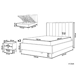 Avis Beliani Ensemble de chambre en velours taupe avec lit double 140 x 200 cm SEZANNE