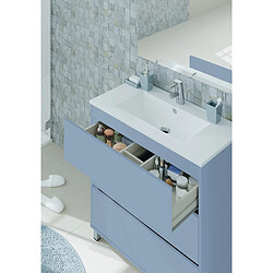 Pegane Meuble de salle de bain avec 3 portes coloris bleu azul - Hauteur 88 x Longueur 81 x Profondeur 47 cm